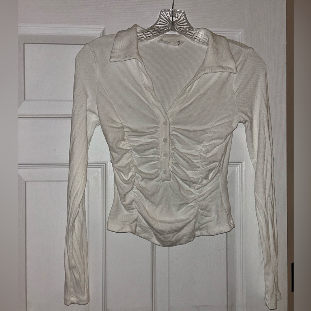 Elodie Ruched Button Down Fitted Blouse